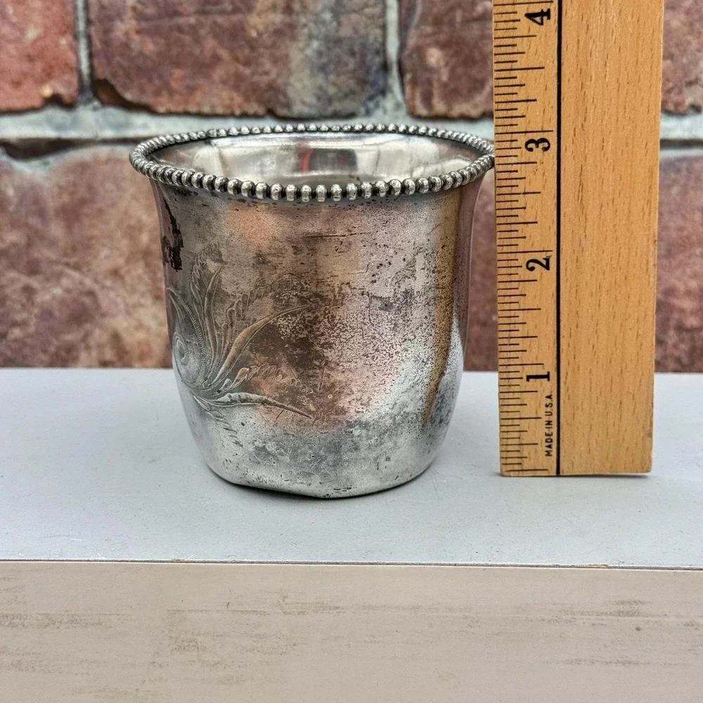 Antique Barbour Quadruple Silver Plate Etched Cup Hollowware 1892 Victorian 2168